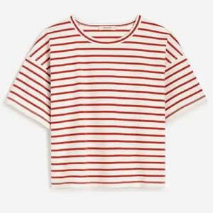 Madewell Everyday Boxy Crop Tee in Stripe small